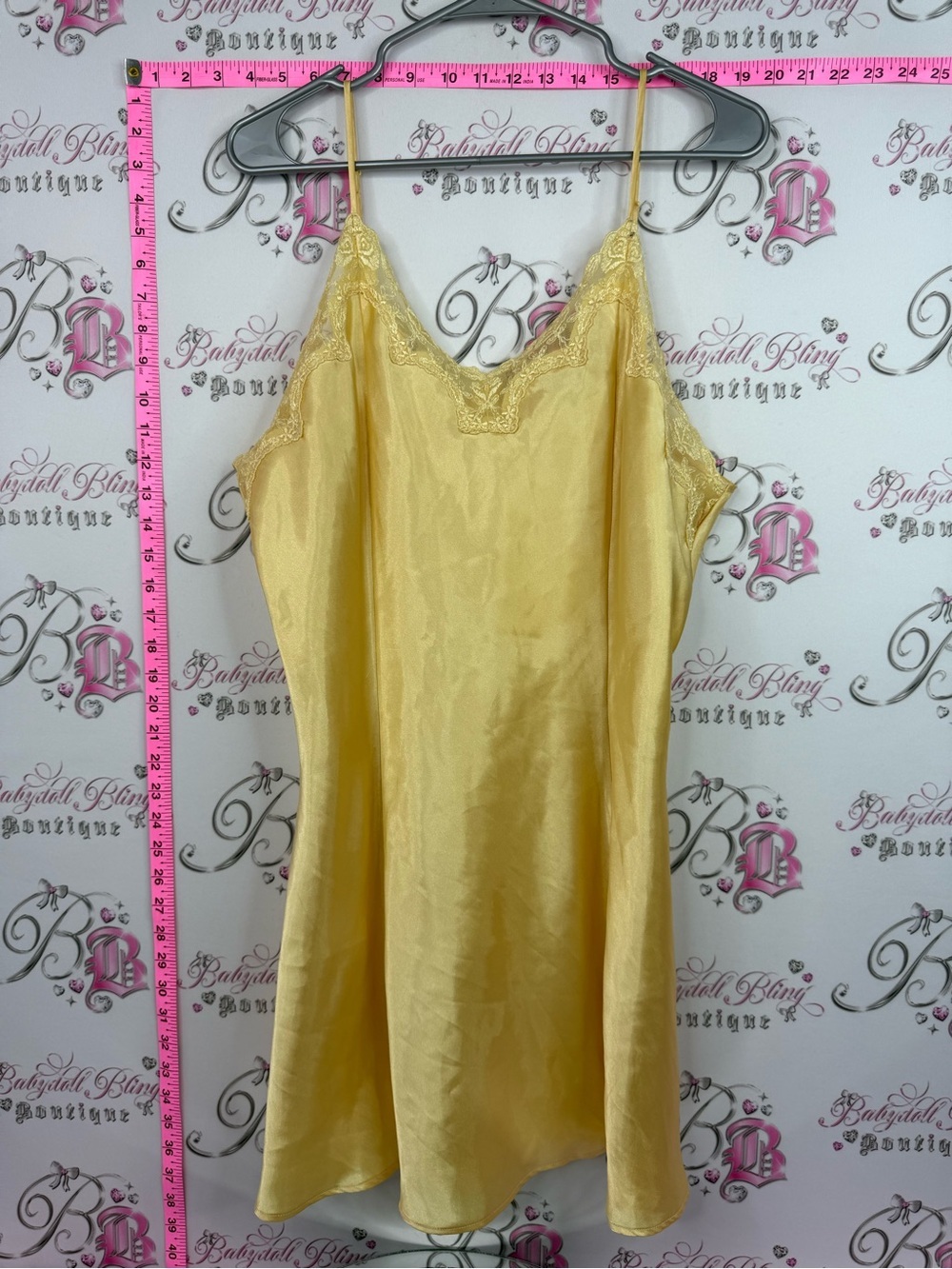 Dress vintage gold Yellow Lace-Trim Satin Chemise - Women Intimates & Sleepwear